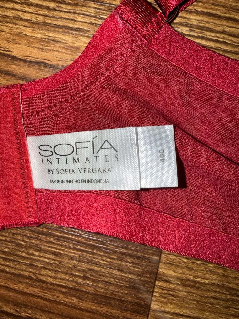 Sofia Intimates by Sofia Vergara Eyelash Lace Balconette Bra Red Metallic - Picture 7 of 8